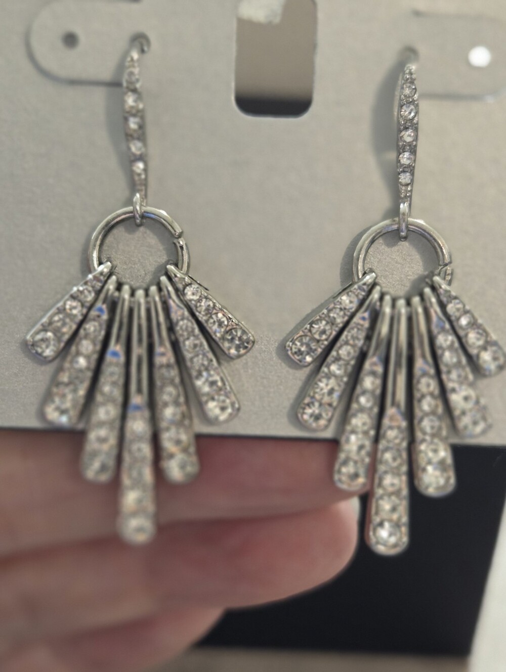 INC International Concepts Silver-Tone Crystal Fan Fringe Earrings